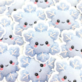 Snowflake Plushie Sticker Set, glossy die cut printed stickers for winter holidays