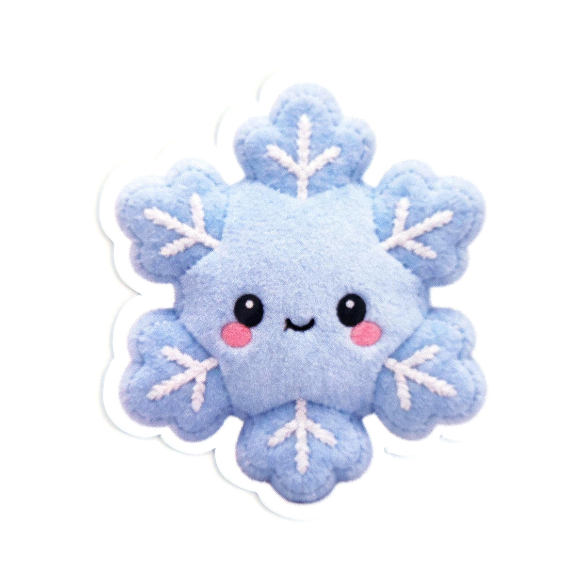 Snowflake Plushie Sticker Set, glossy die cut printed stickers for winter holidays