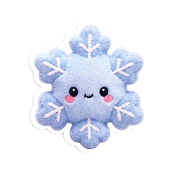 Snowflake Plushie Sticker Set, glossy die cut printed stickers for winter holidays