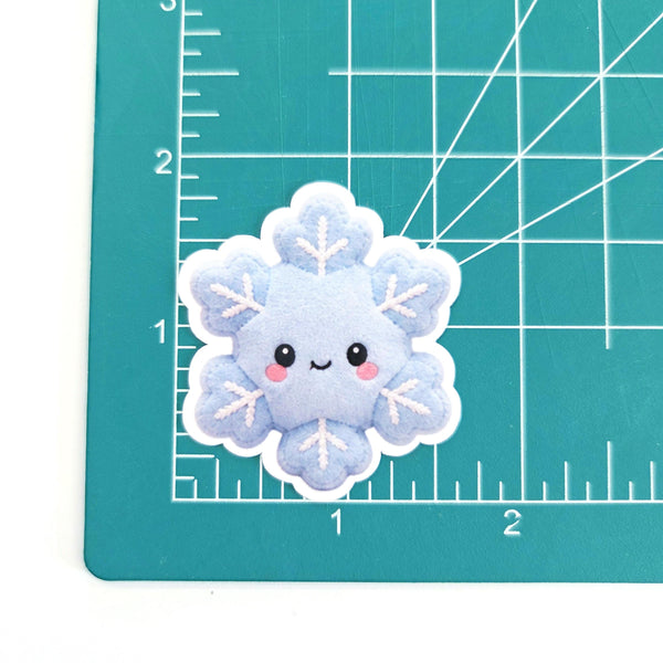 Snowflake Plushie Sticker Set, glossy die cut printed stickers for winter holidays