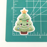 Christmas Tree Plushie Sticker Set, glossy die cut printed stickers for winter holidays