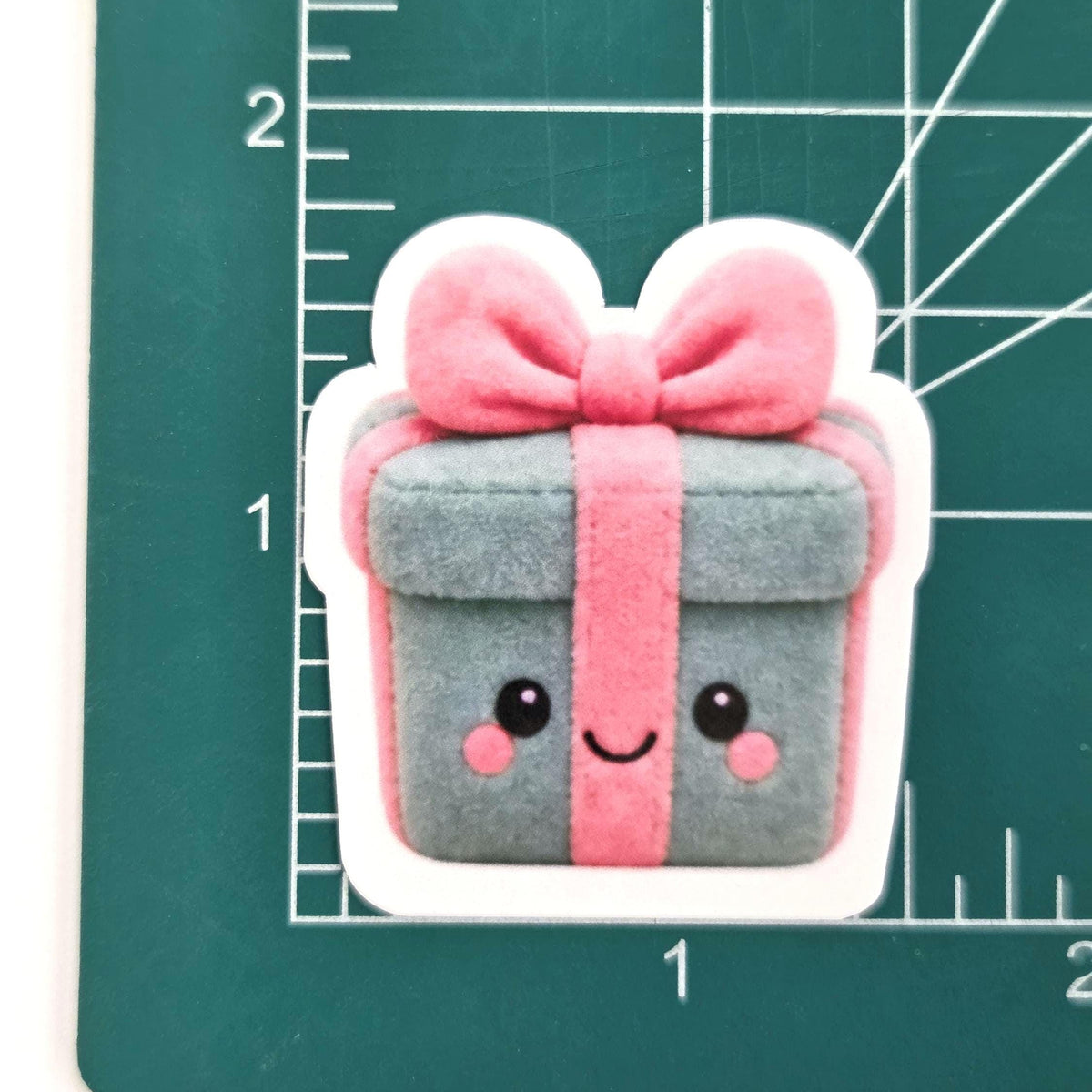 Christmas Present Plushie Sticker Set, glossy die cut printed stickers for winter holidays