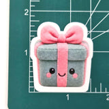 Christmas Present Plushie Sticker Set, glossy die cut printed stickers for winter holidays