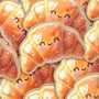 Happy Croissant Mini Sticker Set, cute pastry food printed stickers for journals, scrapbooks, bakery labels, teachers and kids