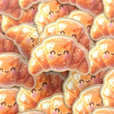 Happy Croissant Mini Sticker Set, cute pastry food printed stickers for journals, scrapbooks, bakery labels, teachers and kids