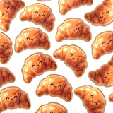 Happy Croissant Mini Sticker Set, cute pastry food printed stickers for journals, scrapbooks, bakery labels, teachers and kids