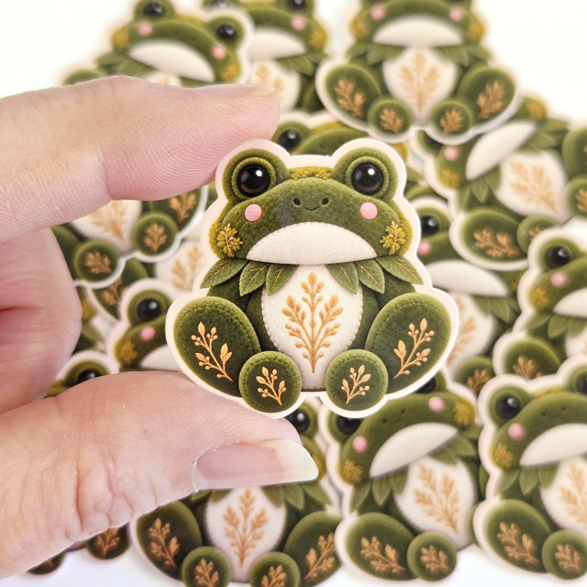Frog Plushie Mini Sticker Set, cute printed stickers for journals, frog lovers, scrapbook pages, teachers and kids
