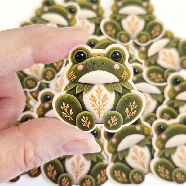 Frog Plushie Mini Sticker Set, cute printed stickers for journals, frog lovers, scrapbook pages, teachers and kids