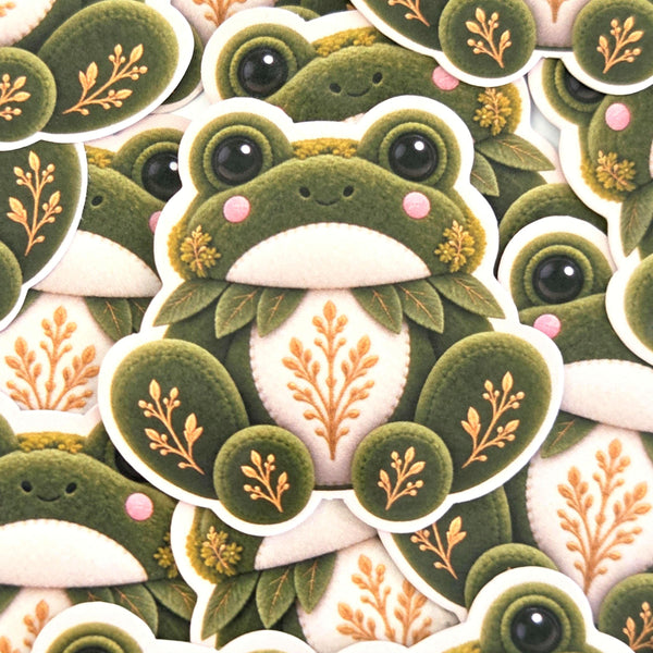 Frog Plushie Mini Sticker Set, cute printed stickers for journals, frog lovers, scrapbook pages, teachers and kids
