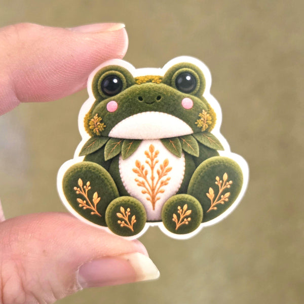 Frog Plushie Mini Sticker Set, cute printed stickers for journals, frog lovers, scrapbook pages, teachers and kids