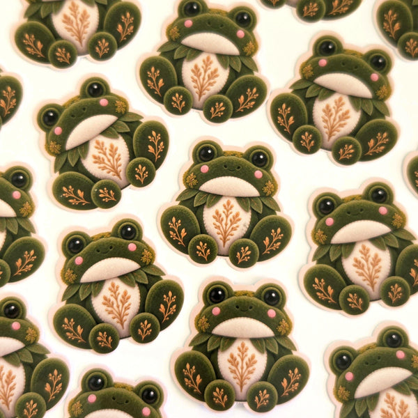 Frog Plushie Mini Sticker Set, cute printed stickers for journals, frog lovers, scrapbook pages, teachers and kids