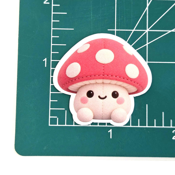 Mushroom Plushie Sticker Set, glossy die cut printed stickers