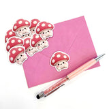 Mushroom Plushie Sticker Set, glossy die cut printed stickers