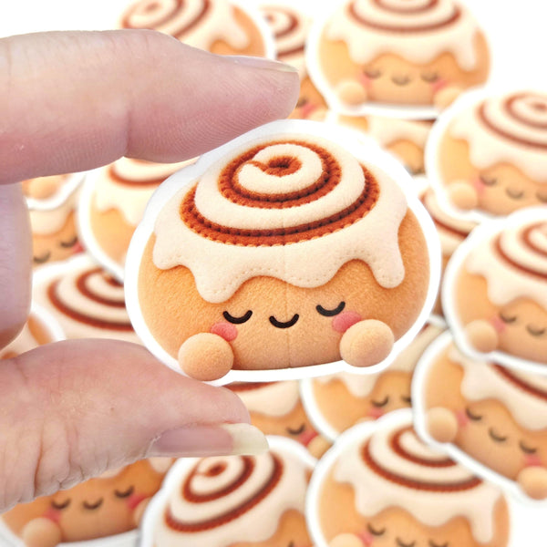 Cinnamon Roll Plushie Sticker Set for journals, scrapbooks, bakers and sticker collectors. Printed stickers