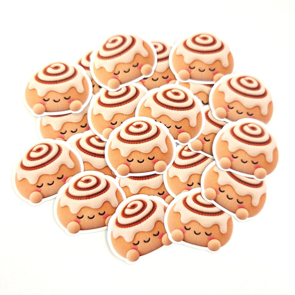 Cinnamon Roll Plushie Sticker Set for journals, scrapbooks, bakers and sticker collectors. Printed stickers