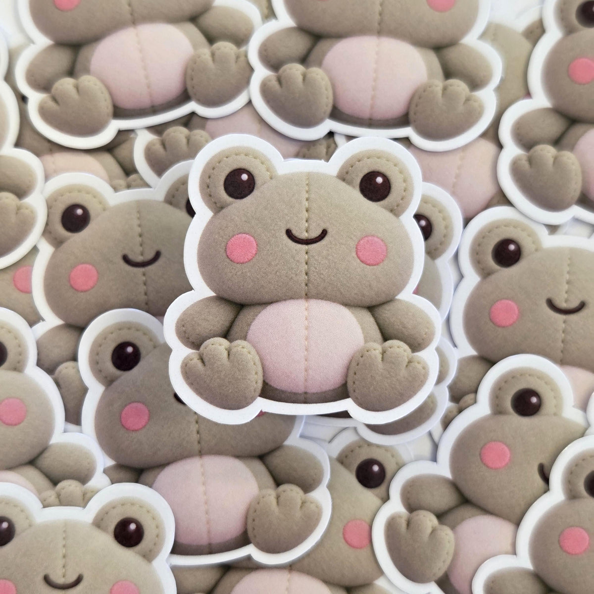 Frog Plushie Sticker Set, glossy finish