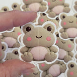 Frog Plushie Sticker Set, glossy finish