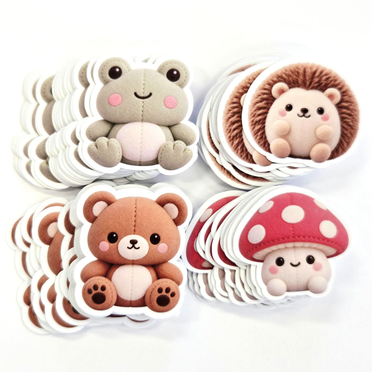 Hedgehog Plushie Sticker Set, glossy color printed stickers