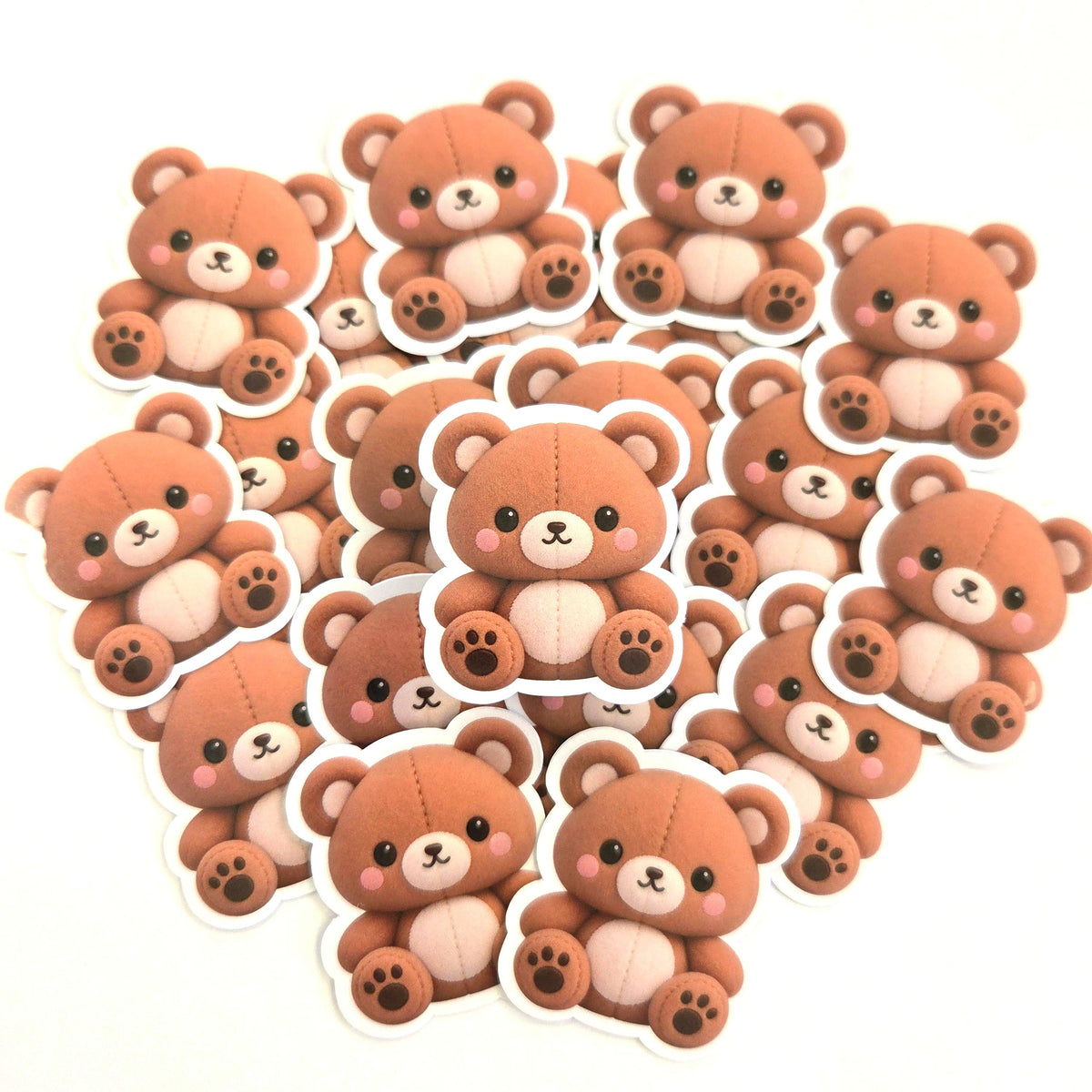 Teddy Bear Plushie Sticker Set, glossy color printed bears