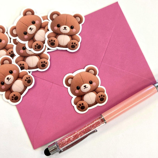Teddy Bear Plushie Sticker Set, glossy color printed bears