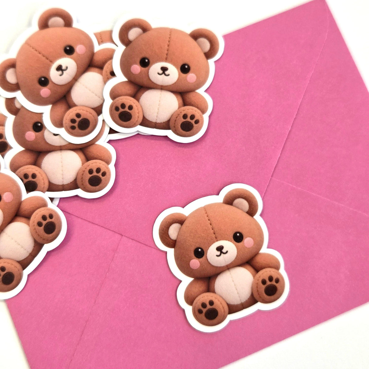 Teddy Bear Plushie Sticker Set, glossy color printed bears