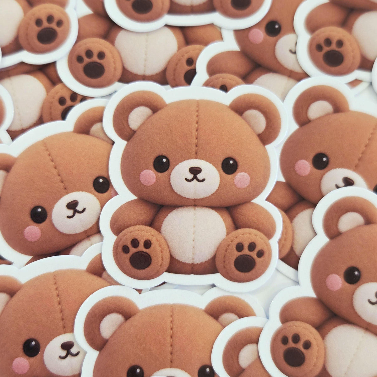 Teddy Bear Plushie Sticker Set, glossy color printed bears