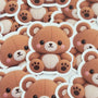 Teddy Bear Plushie Sticker Set, glossy color printed bears
