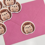 Hedgehog Plushie Sticker Set, glossy color printed stickers