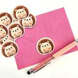 Hedgehog Plushie Sticker Set, glossy color printed stickers