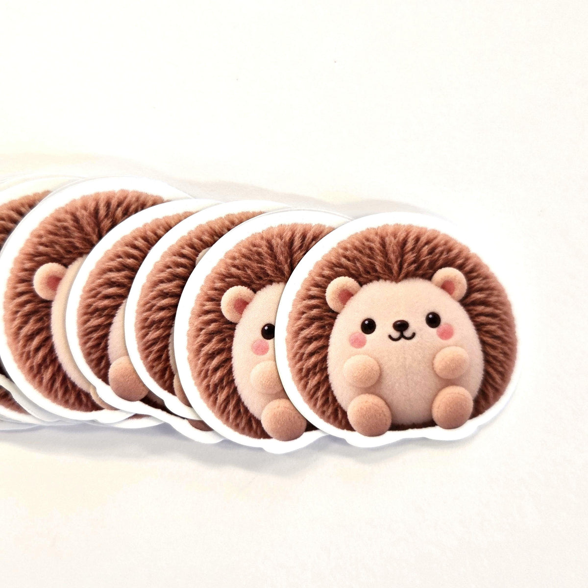 Hedgehog Plushie Sticker Set, glossy color printed stickers