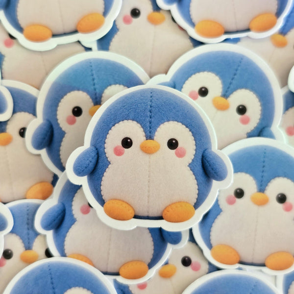 Penguin Plushie Sticker Set, glossy die cut printed stickers