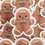 Gingerbread Cookie Plushie Sticker Set, glossy die cut printed stickers for Christmas
