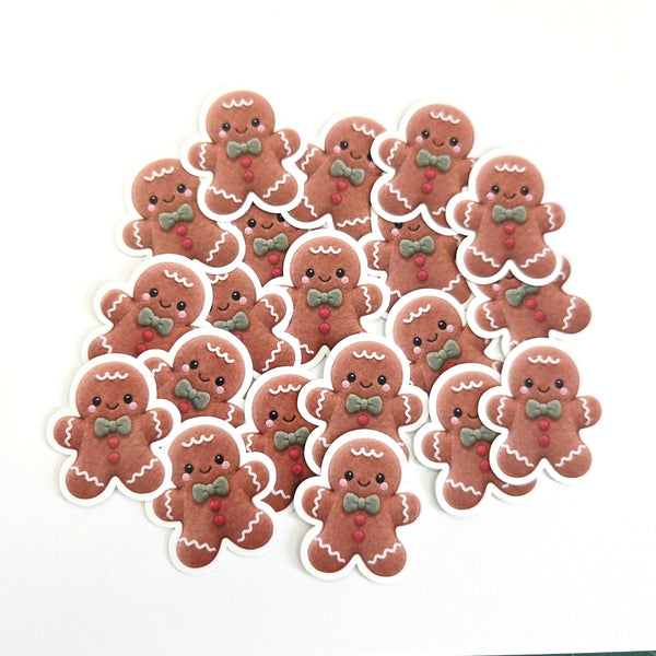 Gingerbread Cookie Plushie Sticker Set, glossy die cut printed stickers for Christmas