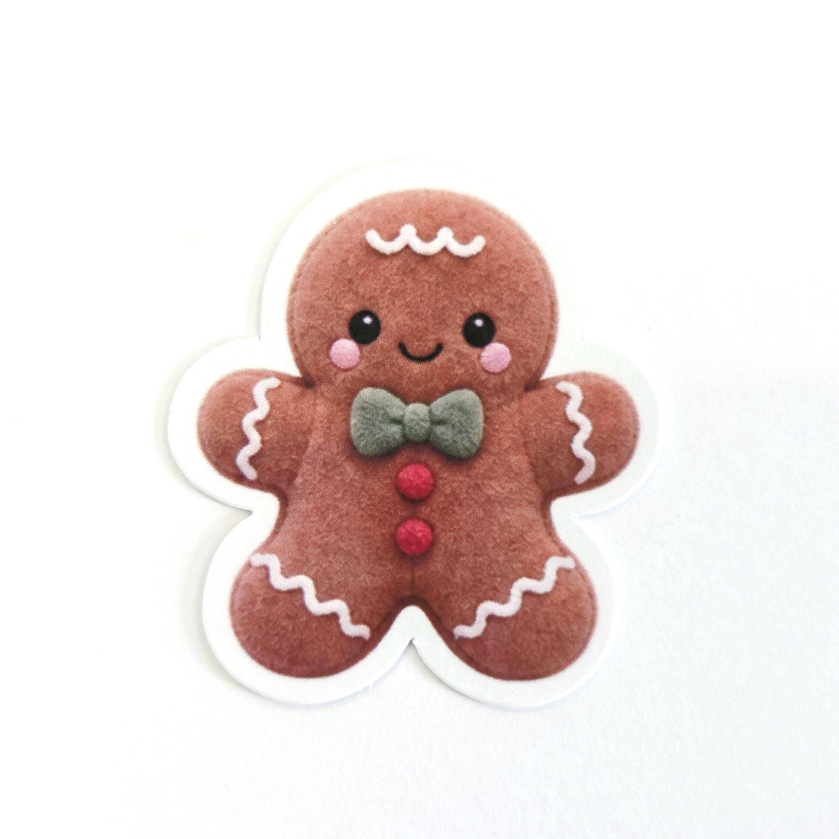 Gingerbread Cookie Plushie Sticker Set, glossy die cut printed stickers for Christmas