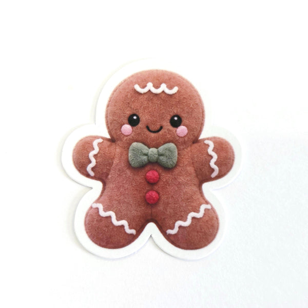 Gingerbread Cookie Plushie Sticker Set, glossy die cut printed stickers for Christmas