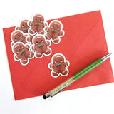 Gingerbread Cookie Plushie Sticker Set, glossy die cut printed stickers for Christmas