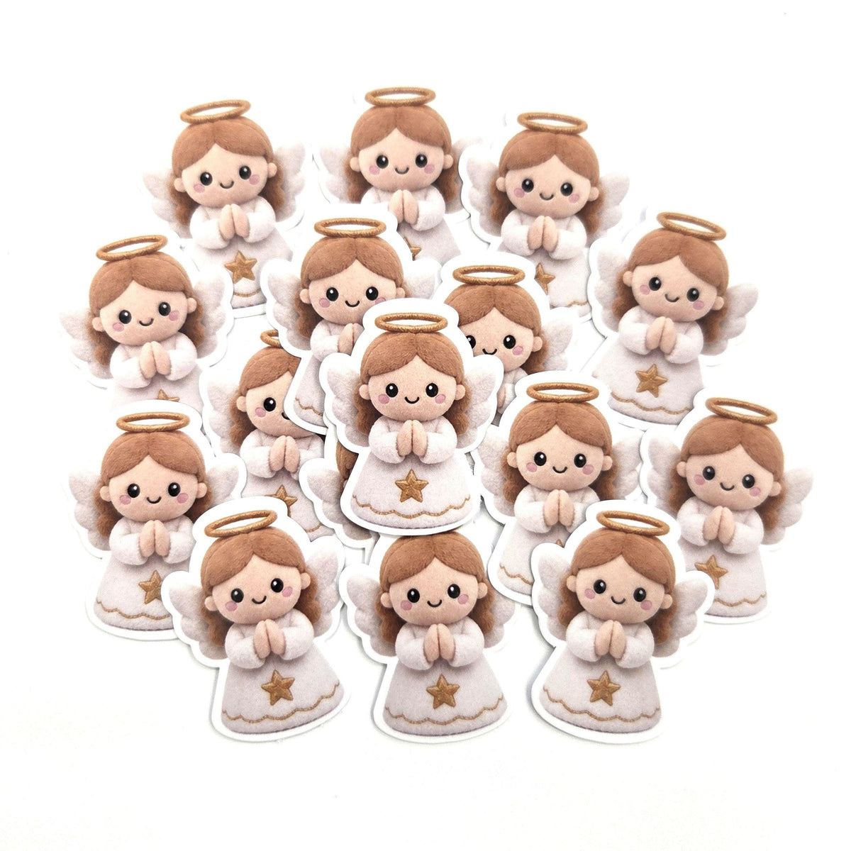 Angel Plushie Sticker Set, glossy die cut printed stickers for Christmas