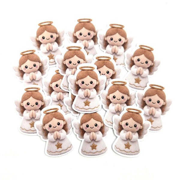 Angel Plushie Sticker Set, glossy die cut printed stickers for Christmas