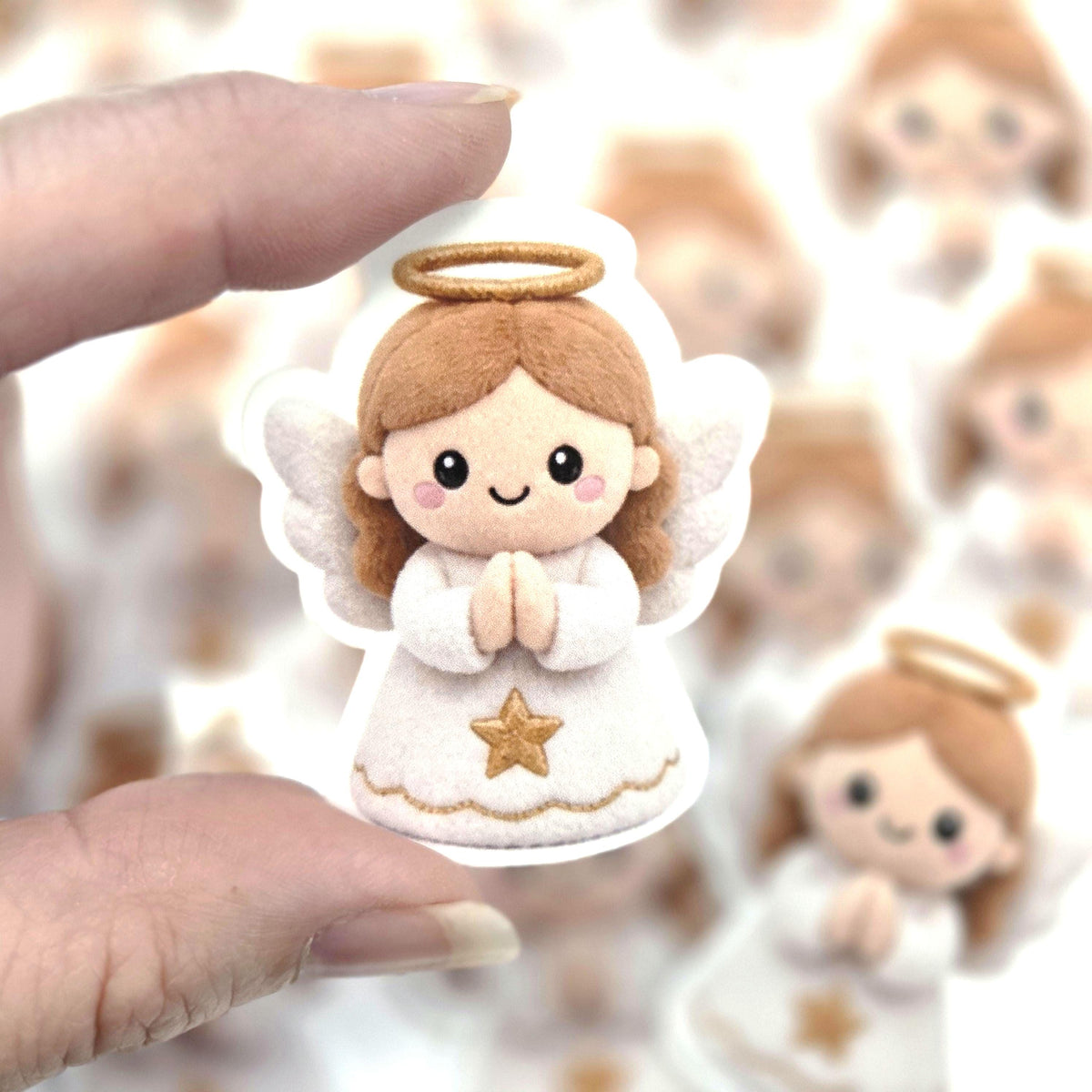 Angel Plushie Sticker Set, glossy die cut printed stickers for Christmas