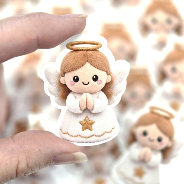 Angel Plushie Sticker Set, glossy die cut printed stickers for Christmas