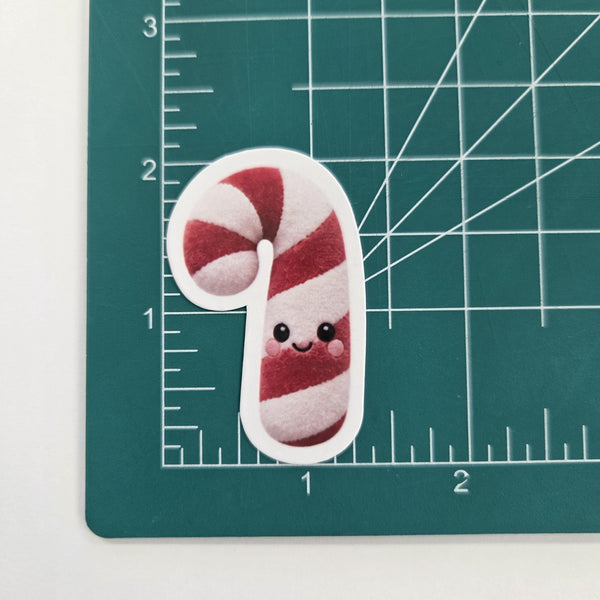Candy Cane Plushie Sticker Set, glossy die cut printed stickers for Christmas