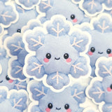 Snowflake Plushie Sticker Set, glossy die cut printed stickers for winter holidays