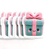 Christmas Present Plushie Sticker Set, glossy die cut printed stickers for winter holidays