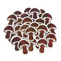 Mini Brown Mushroom Sticker Set, sparkly toadstool decals for cottagecore scrapbooking, crafts, journals