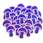 Mini Mushroom Stickers in purple, set of 12 die-cut sparkly toadstool decals for cottagecore scrapbooking, crafts, journals