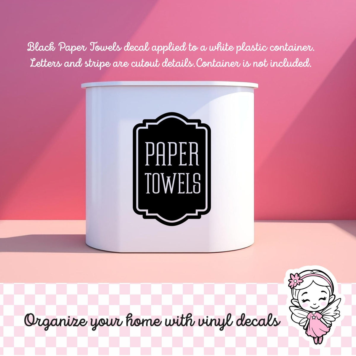 paper towels black decal applied to container