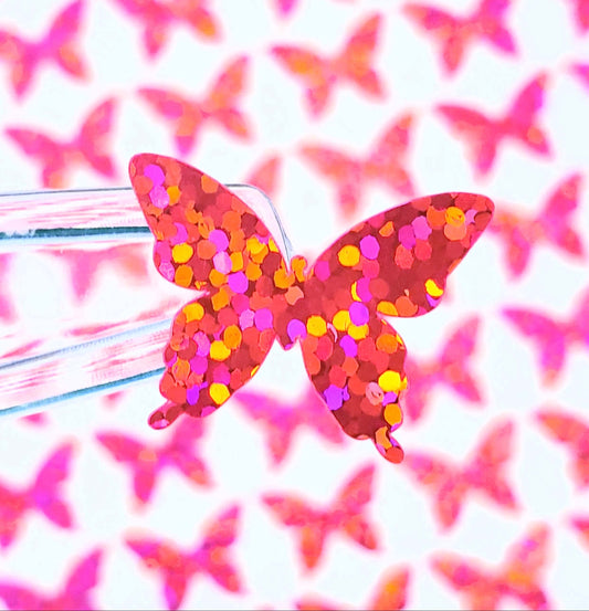 pink butterfly glitter stickers