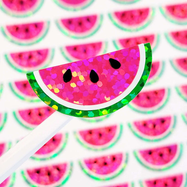 handmade sparkle pink watermelon slice stickers