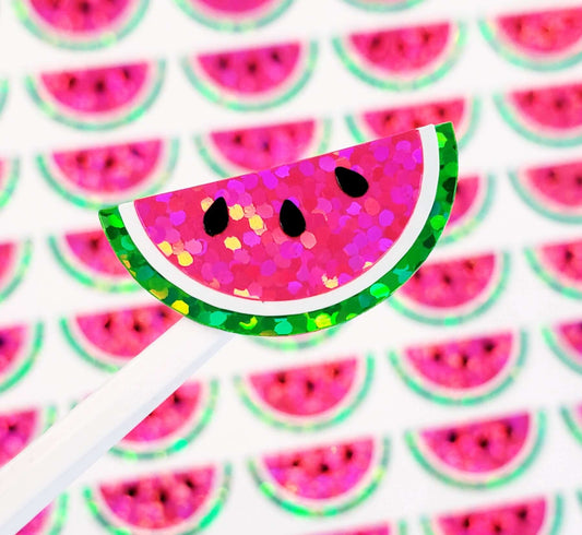 handmade sparkle pink watermelon slice stickers