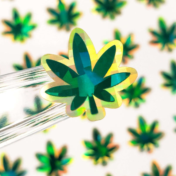 Pot Leaf Stickers, gold